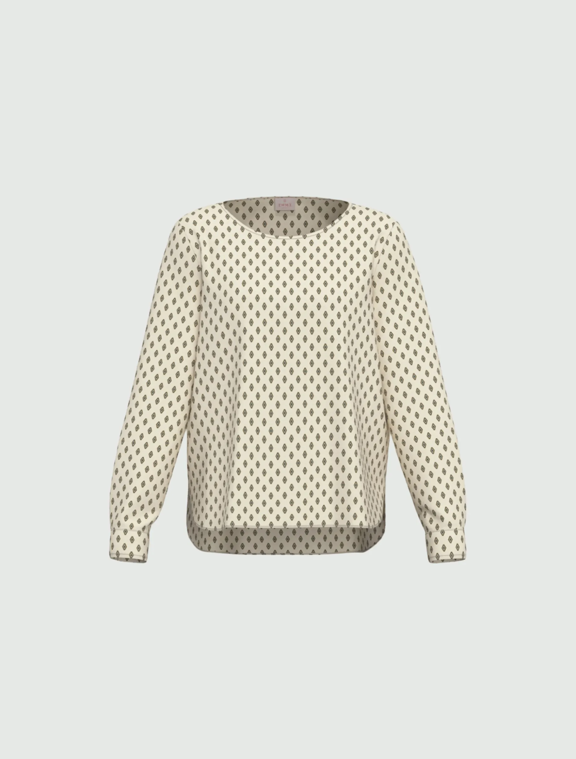 Blusa in twill stampato - BIANCO LANA