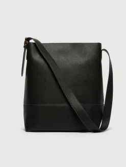 Borsa grande effetto saffiano - NERO