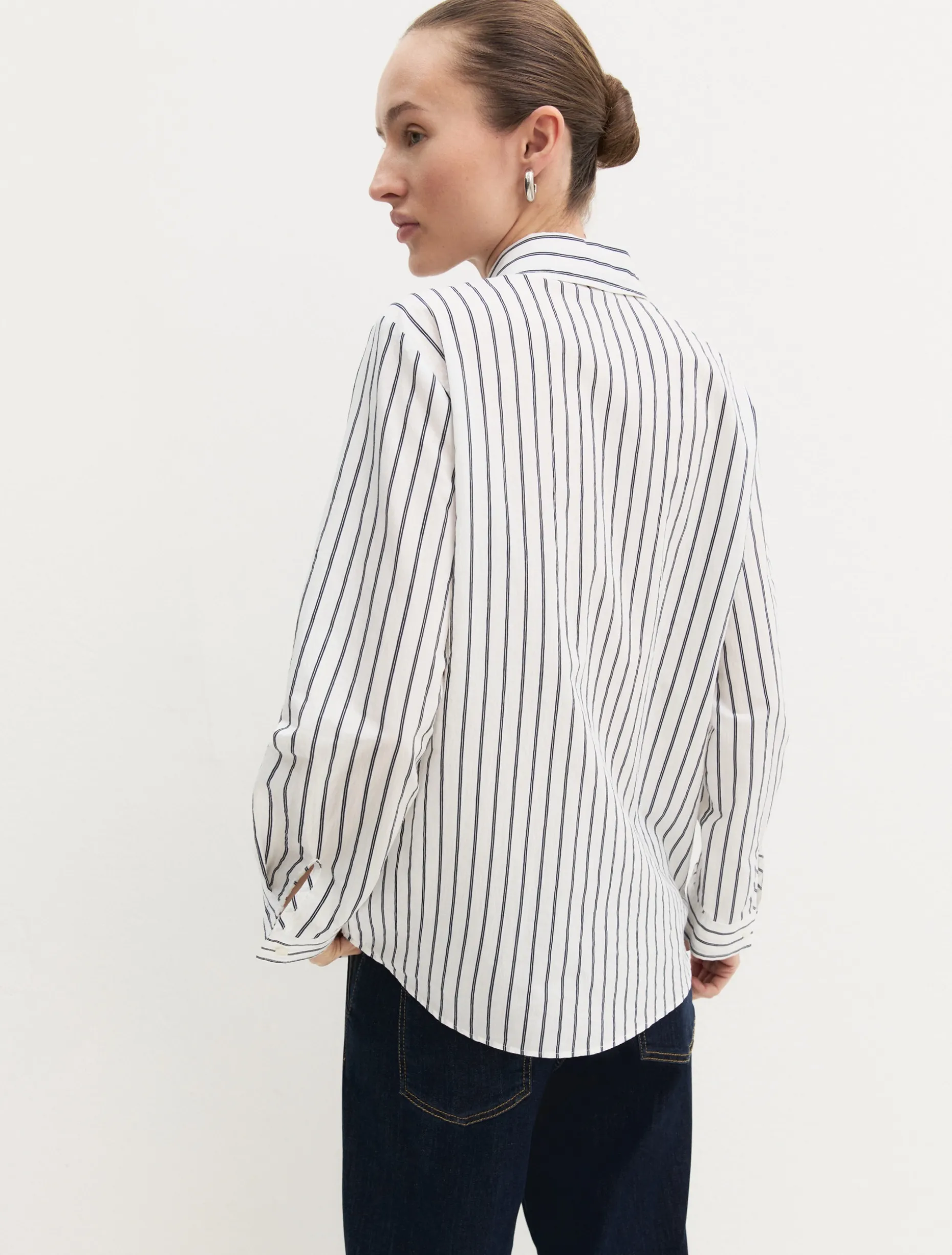 Camicia a maniche lunghe in misto cotone - BIANCO LANA