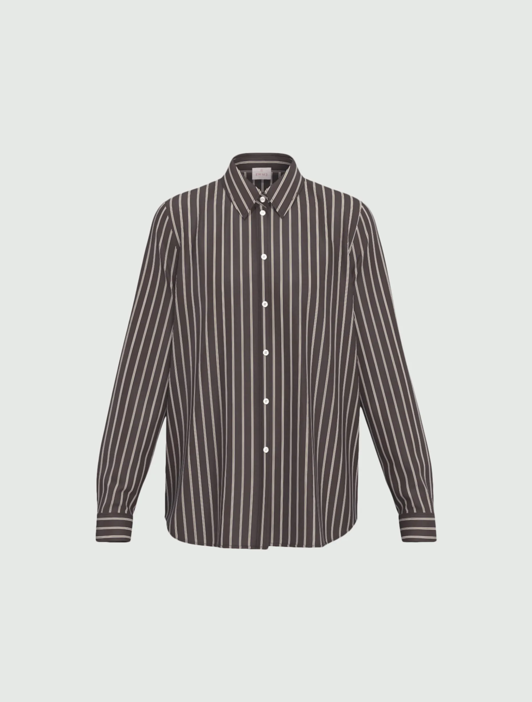 Camicia a maniche lunghe in misto cotone - TESTA DI MORO