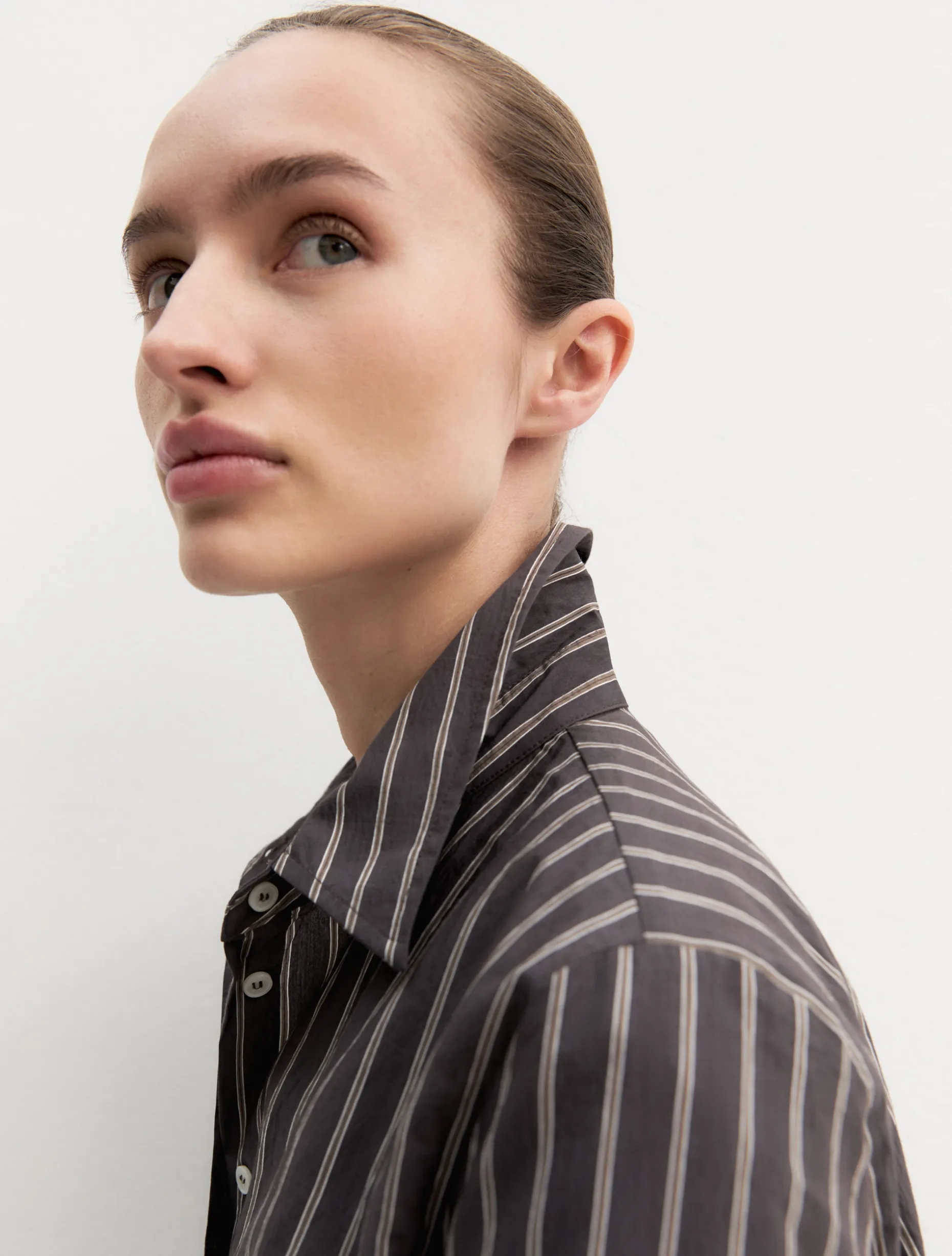 Camicia a maniche lunghe in misto cotone - TESTA DI MORO