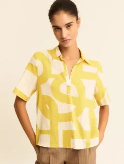 Camicia a polo in cotone e lino - SENAPE