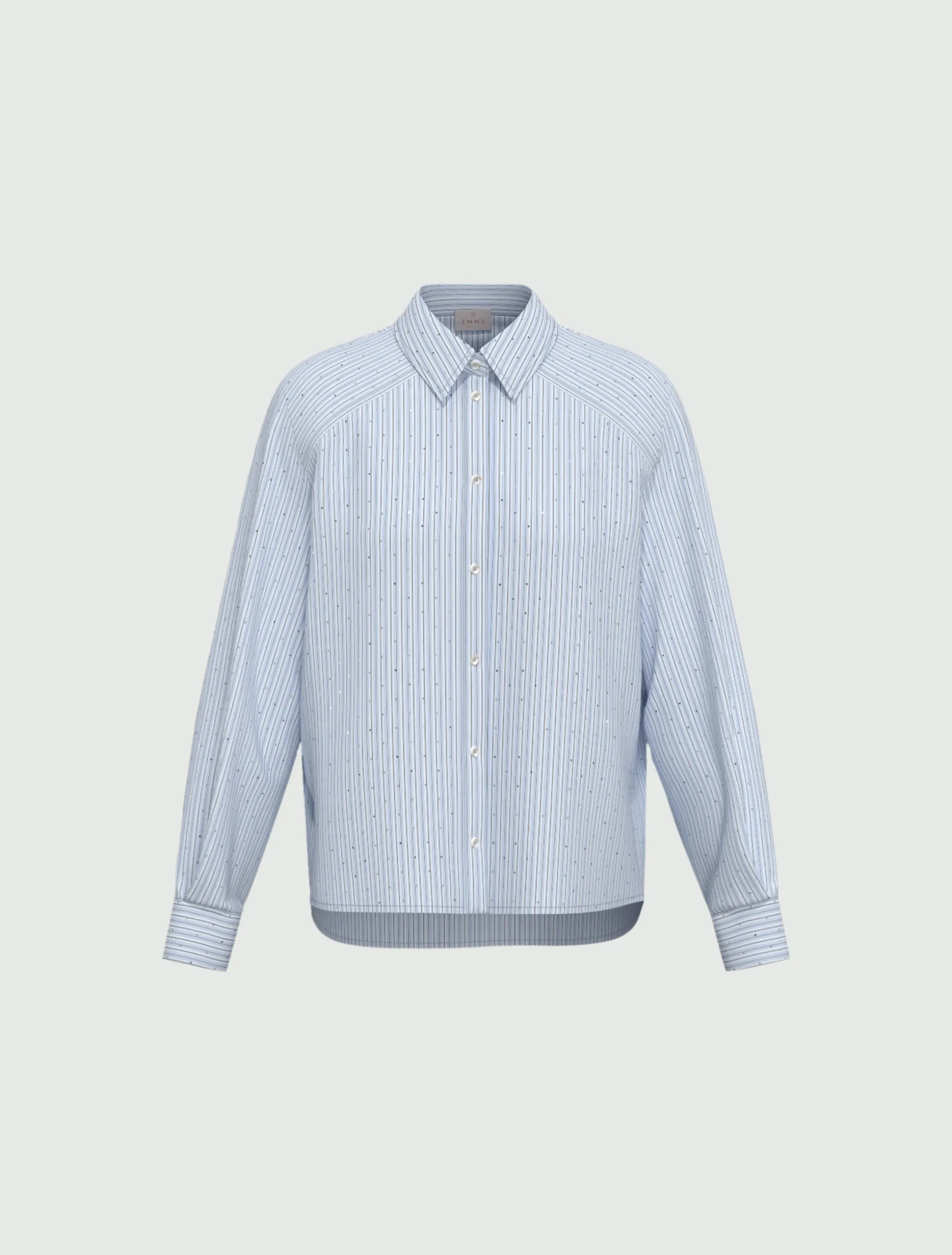 Camicia ampia in popeline stretch - AZZURRO