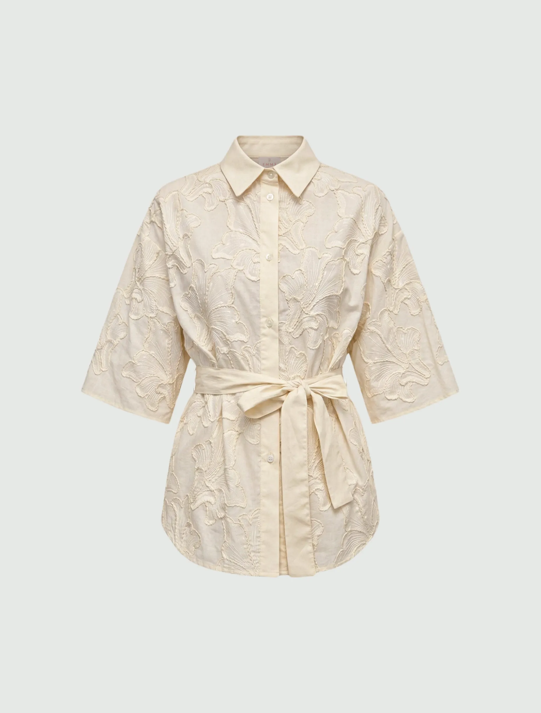 Camicia con cintura abbinata - PANNA