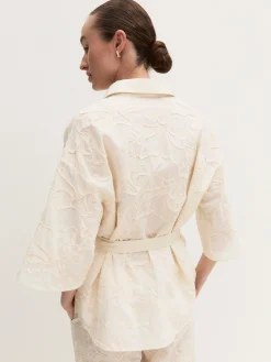 Camicia con cintura abbinata - PANNA