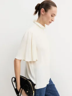 Camicia con maniche a corolla - AVORIO