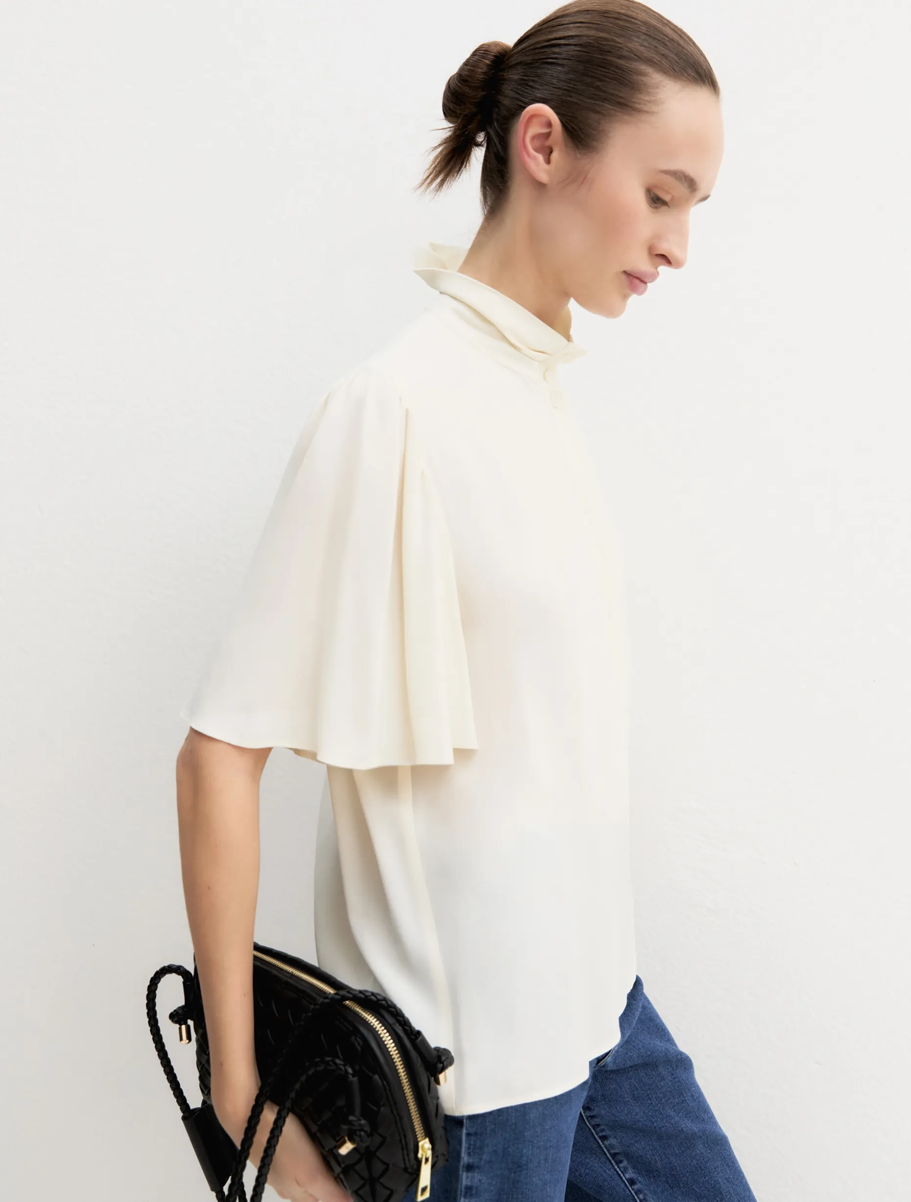 Camicia con maniche a corolla - AVORIO