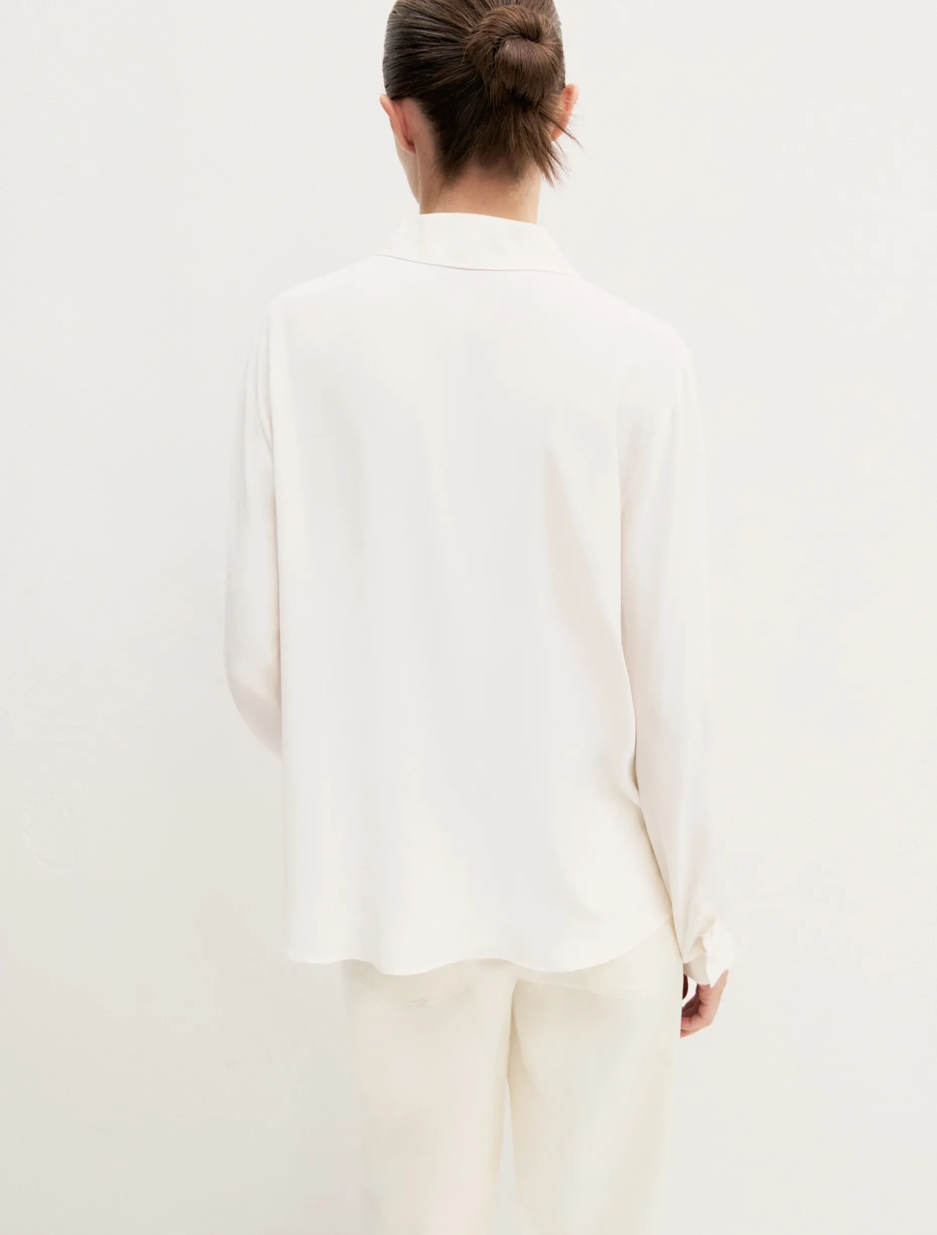 Camicia dritta in misto seta - BIANCO LANA
