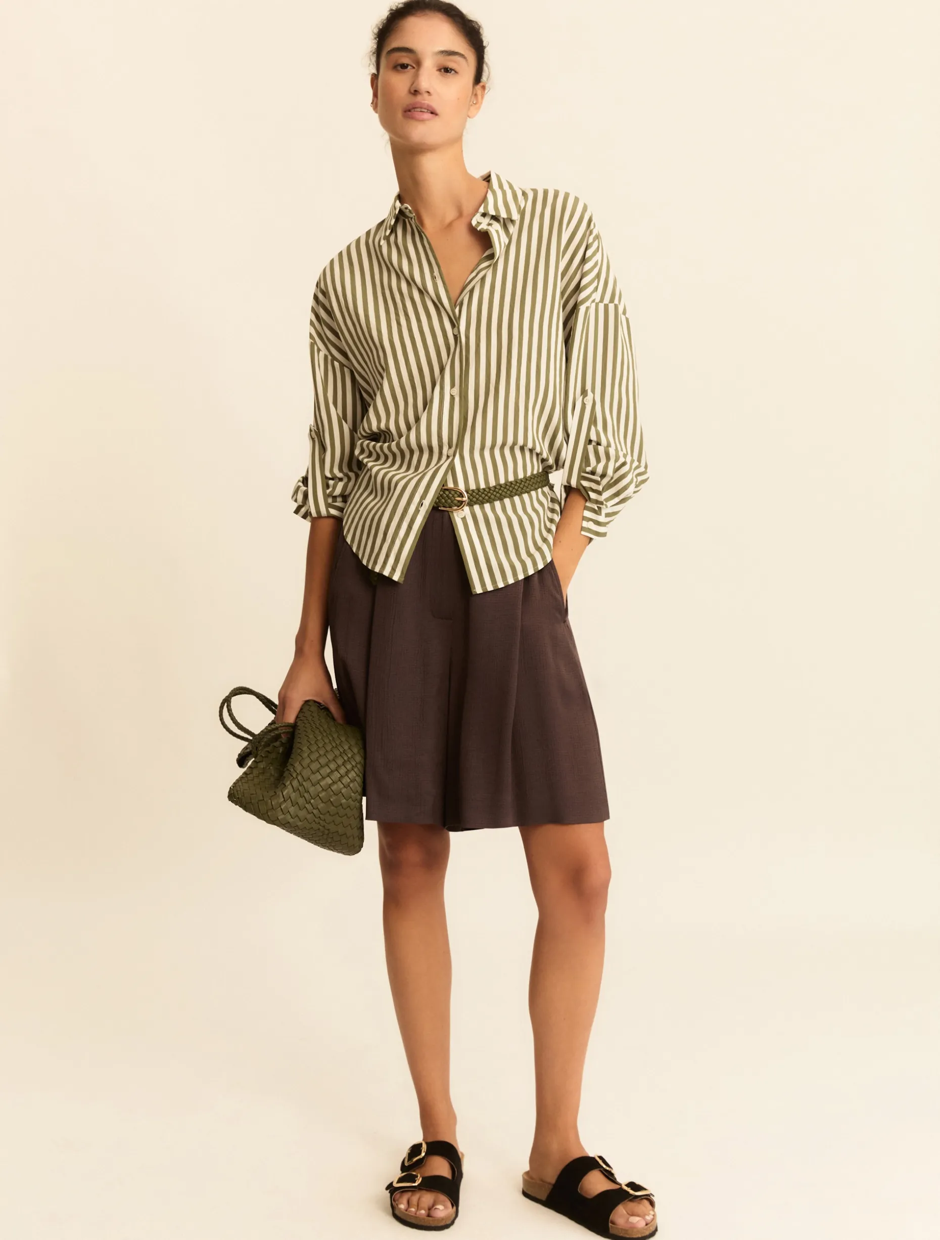 Camicia in misto viscosa - VERDE MILITARE