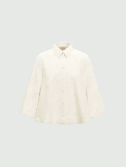Camicia in popeline ricamato - BIANCO