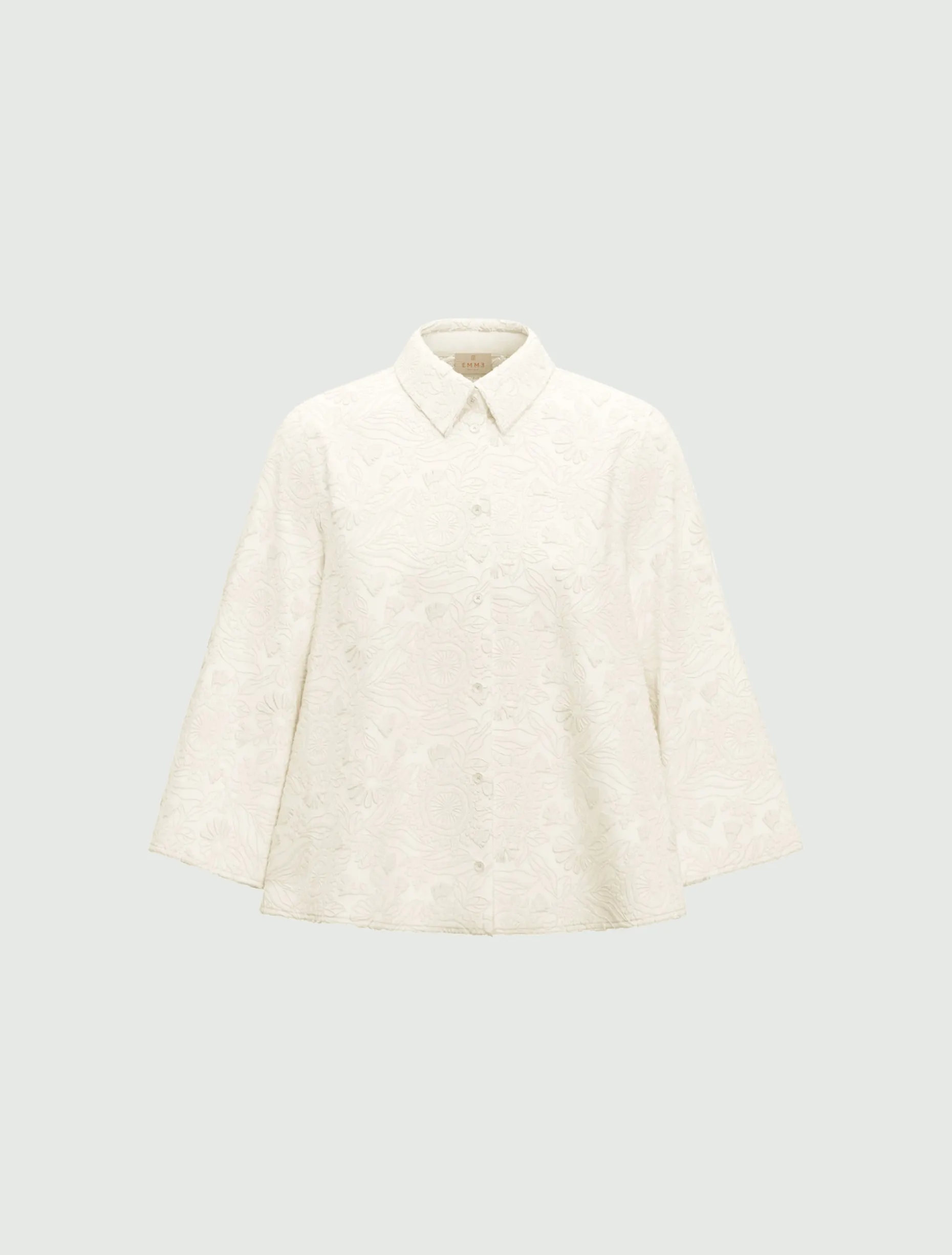 Camicia in popeline ricamato - BIANCO