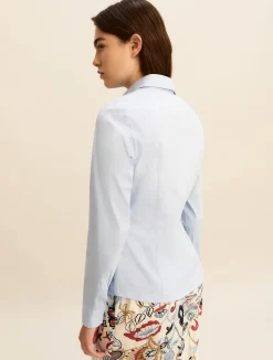 Camicia in popeline stretch - AZZURRO