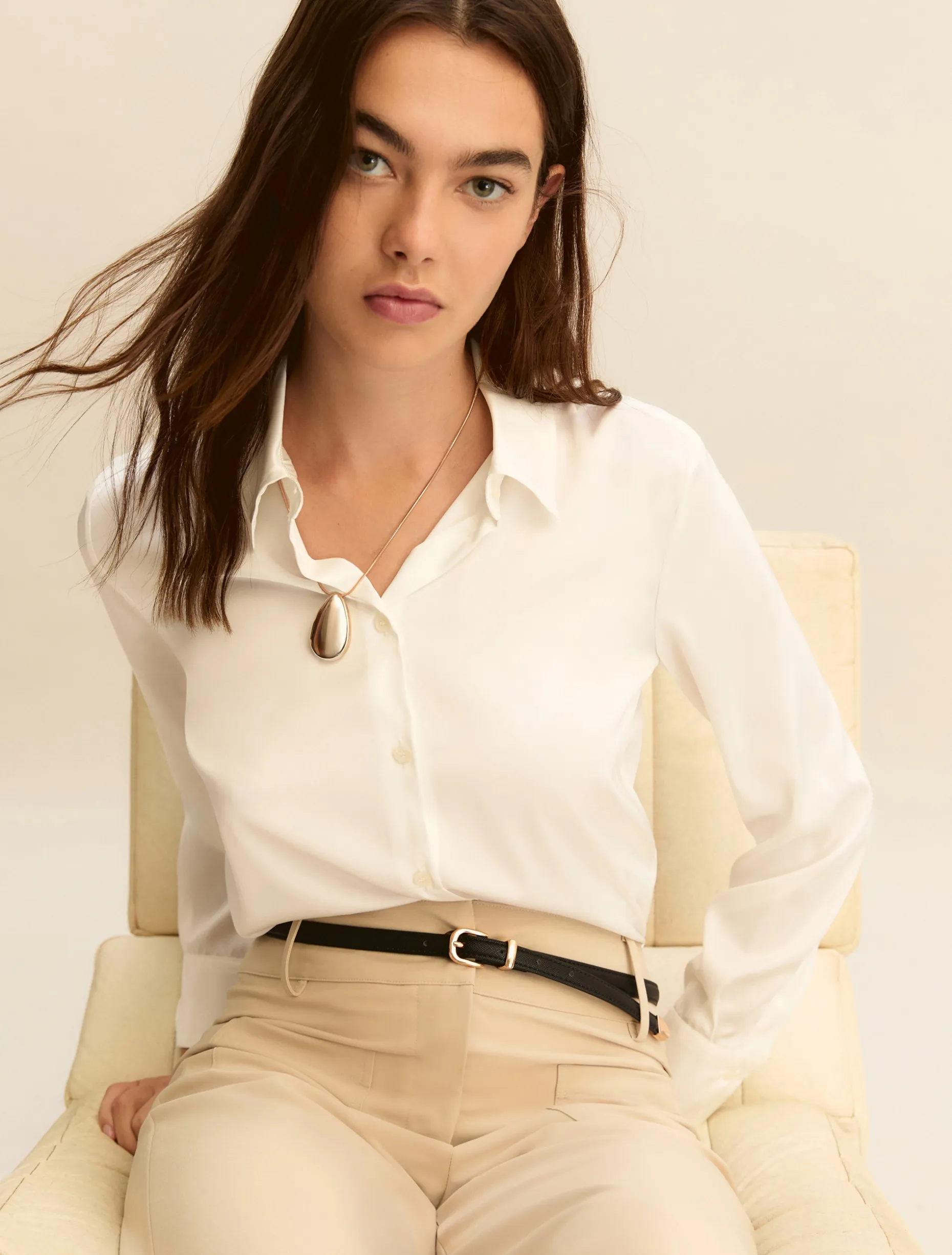 Camicia in raso leggero - BIANCO