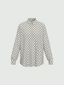 Camicia in raso stampato - BIANCO LANA