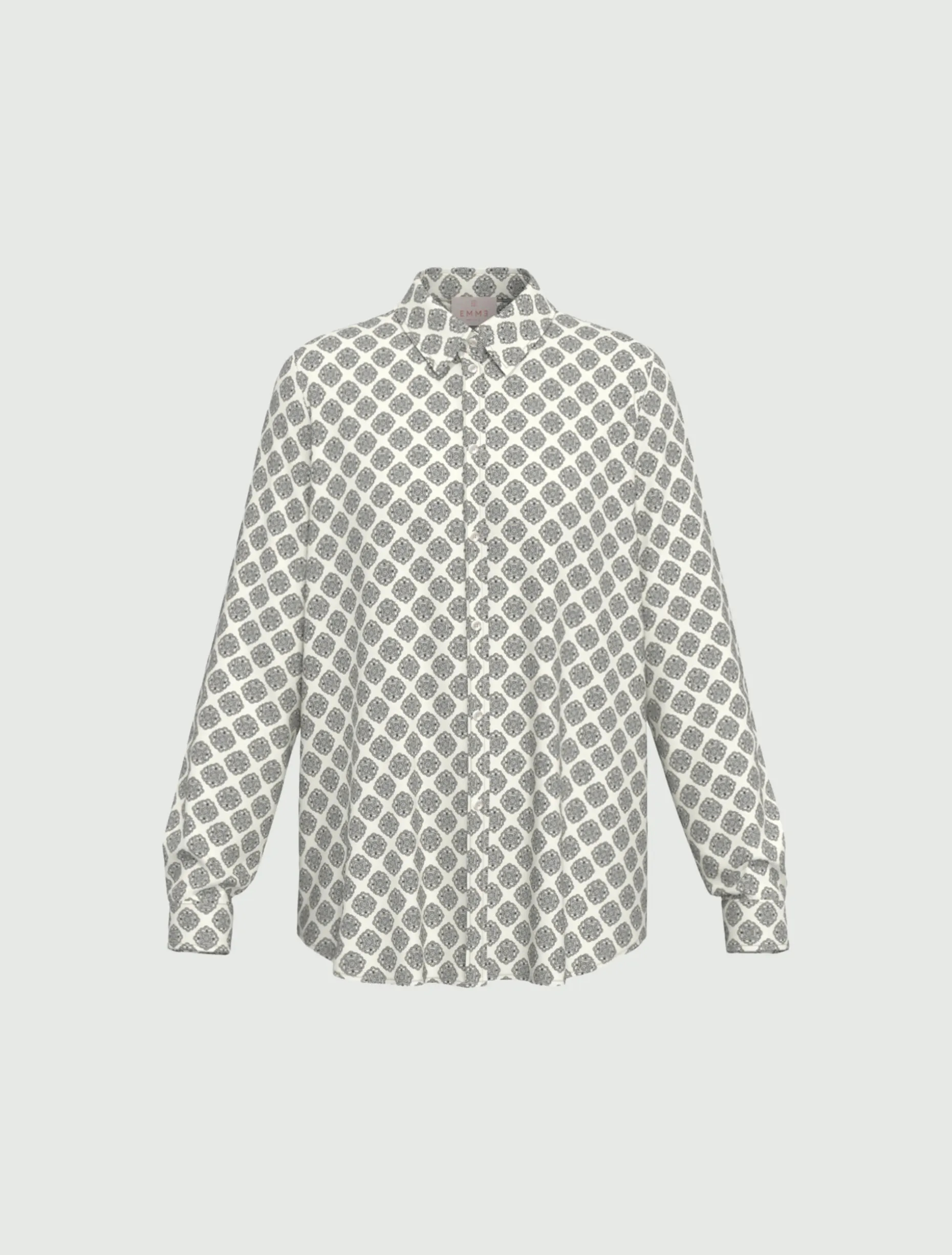 Camicia in raso stampato - BIANCO LANA