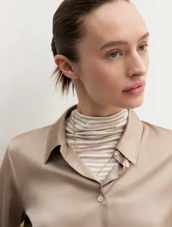 Camicia in raso stretch - ALMOND