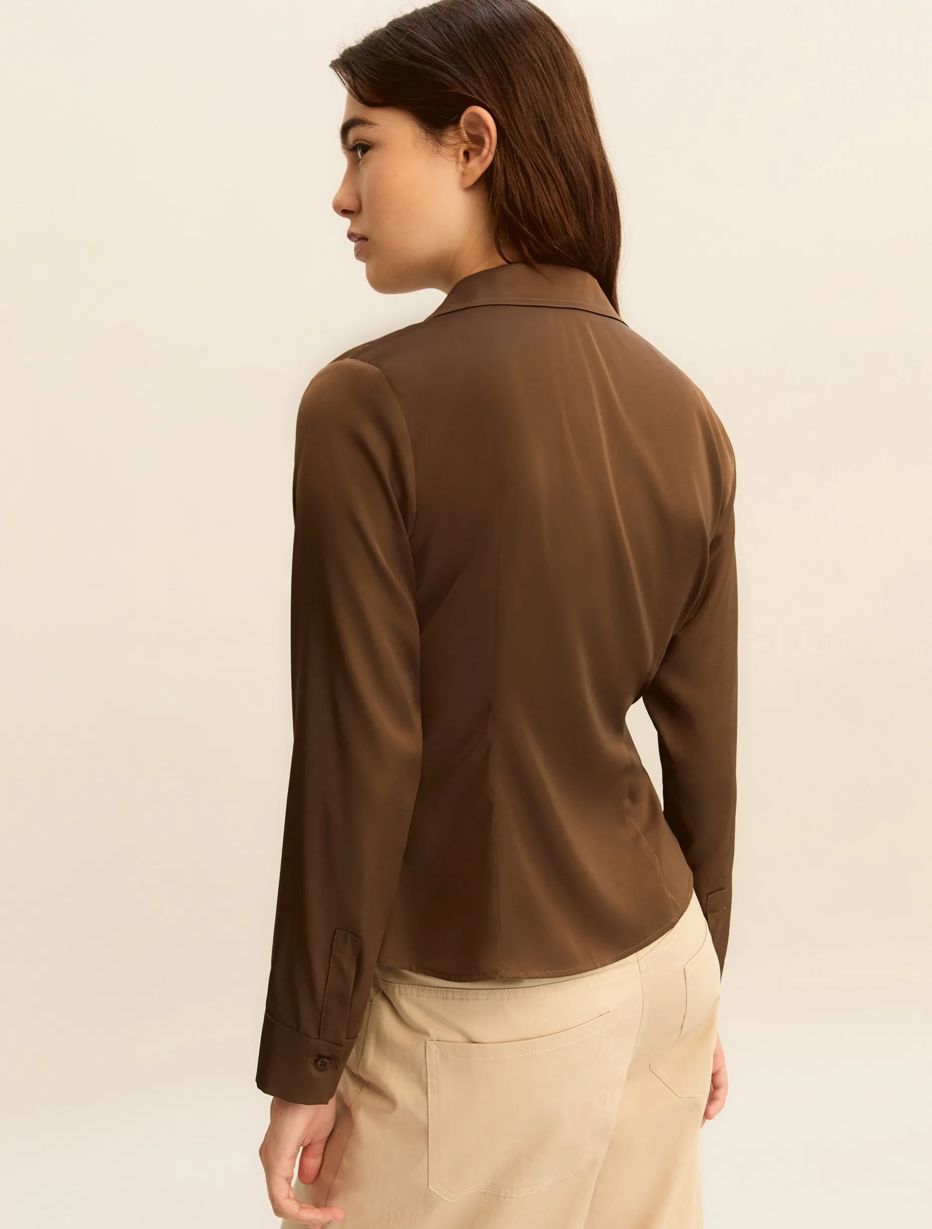 Camicia in raso stretch - KAKI