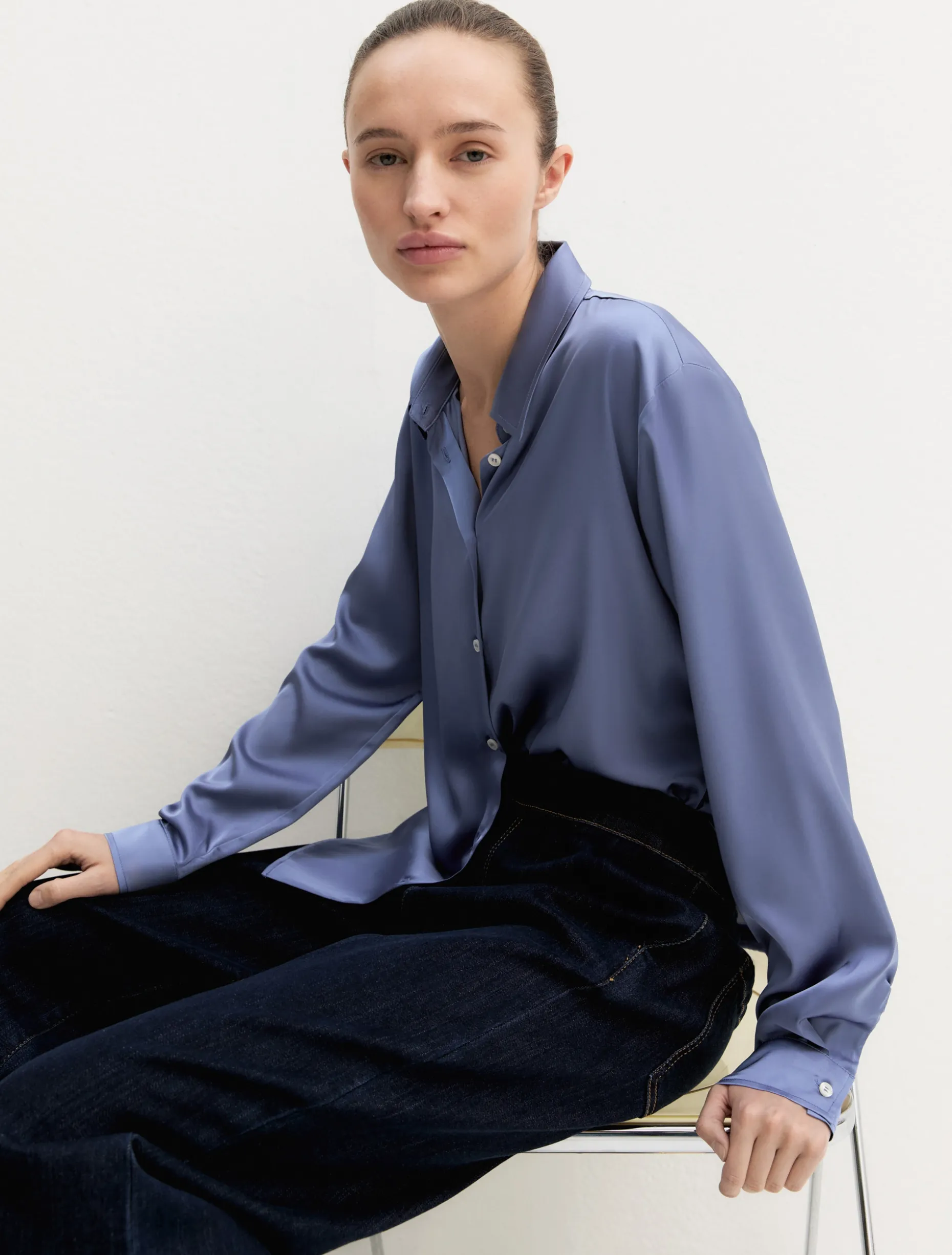 Camicia in raso stretch - ORTENSIA