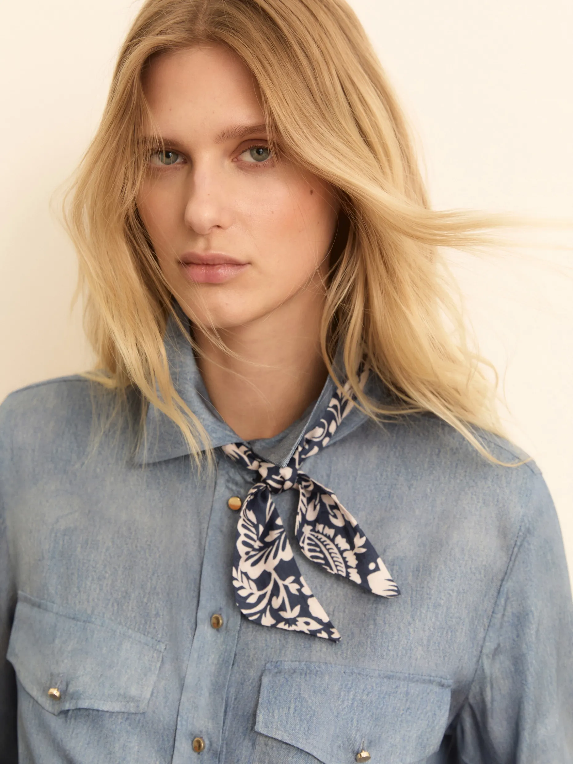 Camicia in twill effetto denim - INDACO