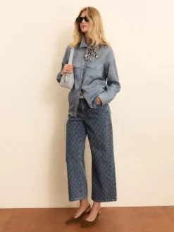 Camicia in twill effetto denim - INDACO