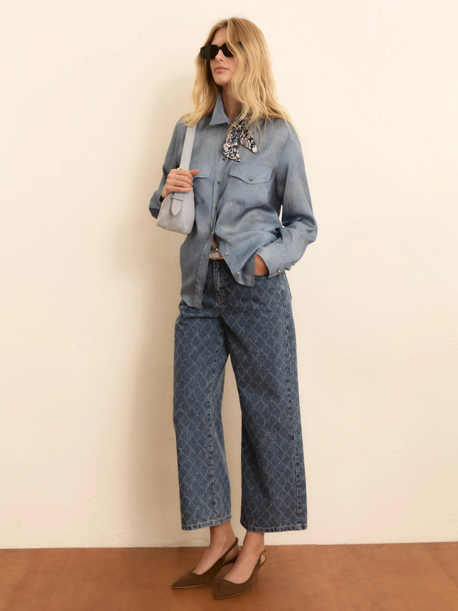 Camicia in twill effetto denim - INDACO