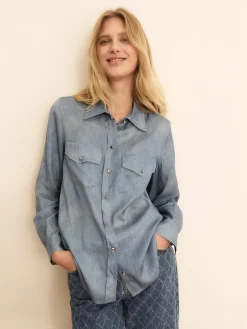 Camicia in twill effetto denim - INDACO