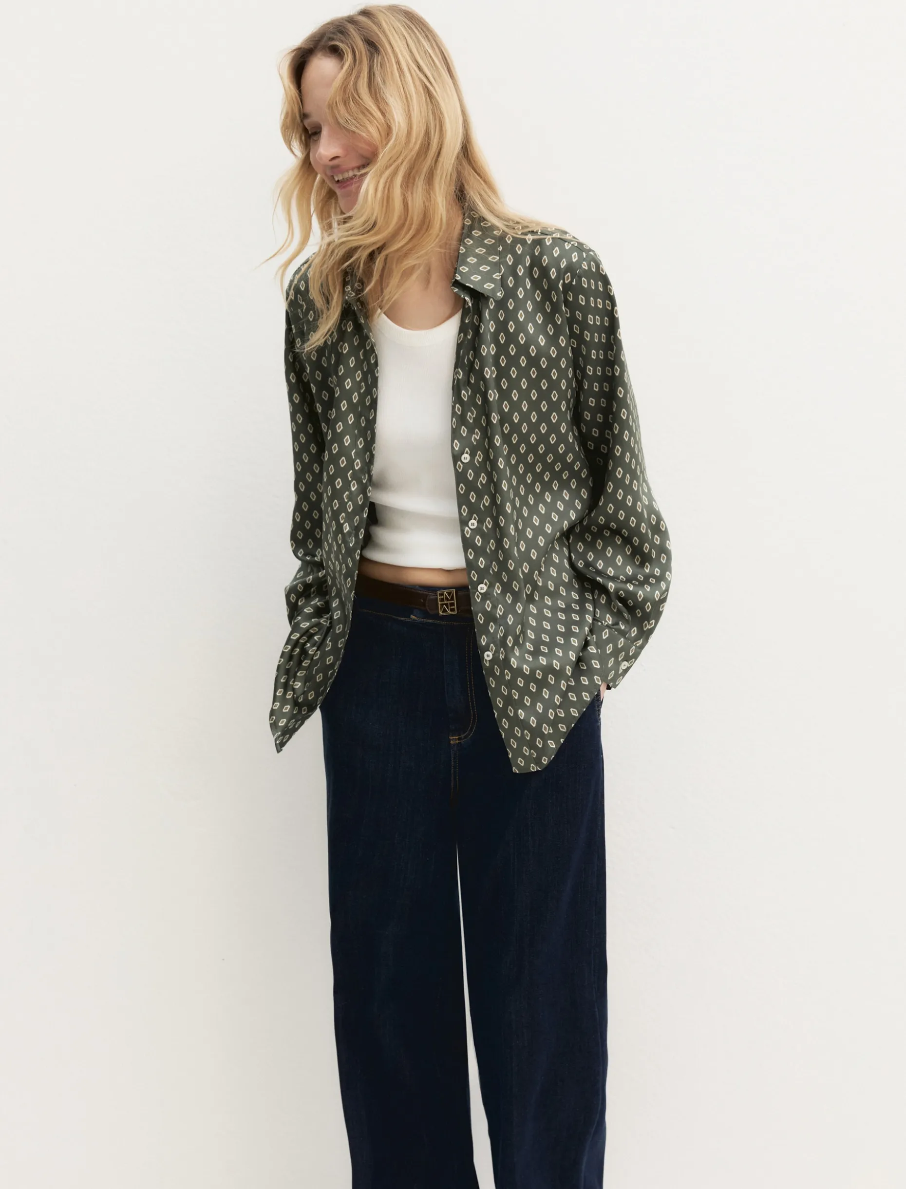 Camicia in twill stampato - SALVIA