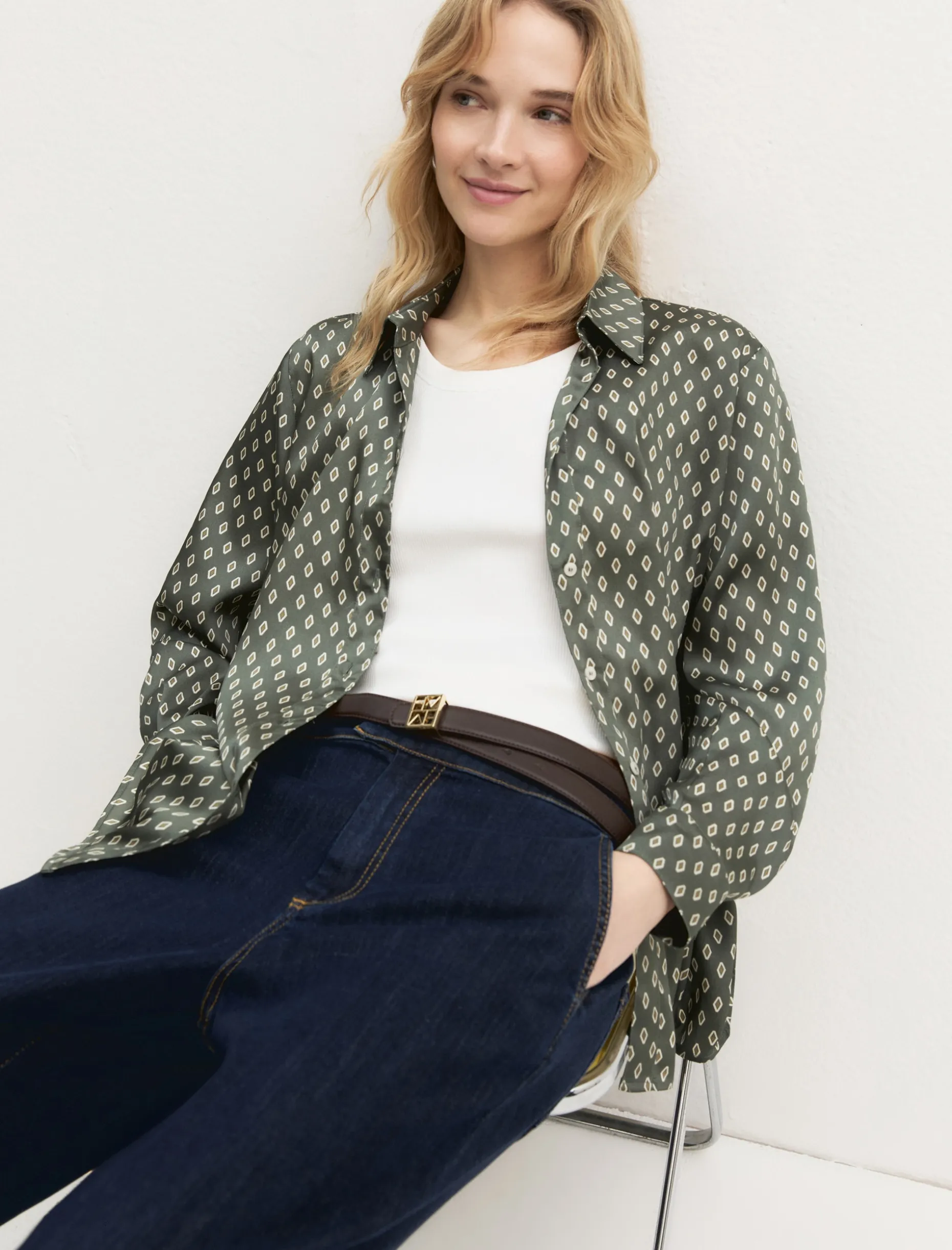 Camicia in twill stampato - SALVIA