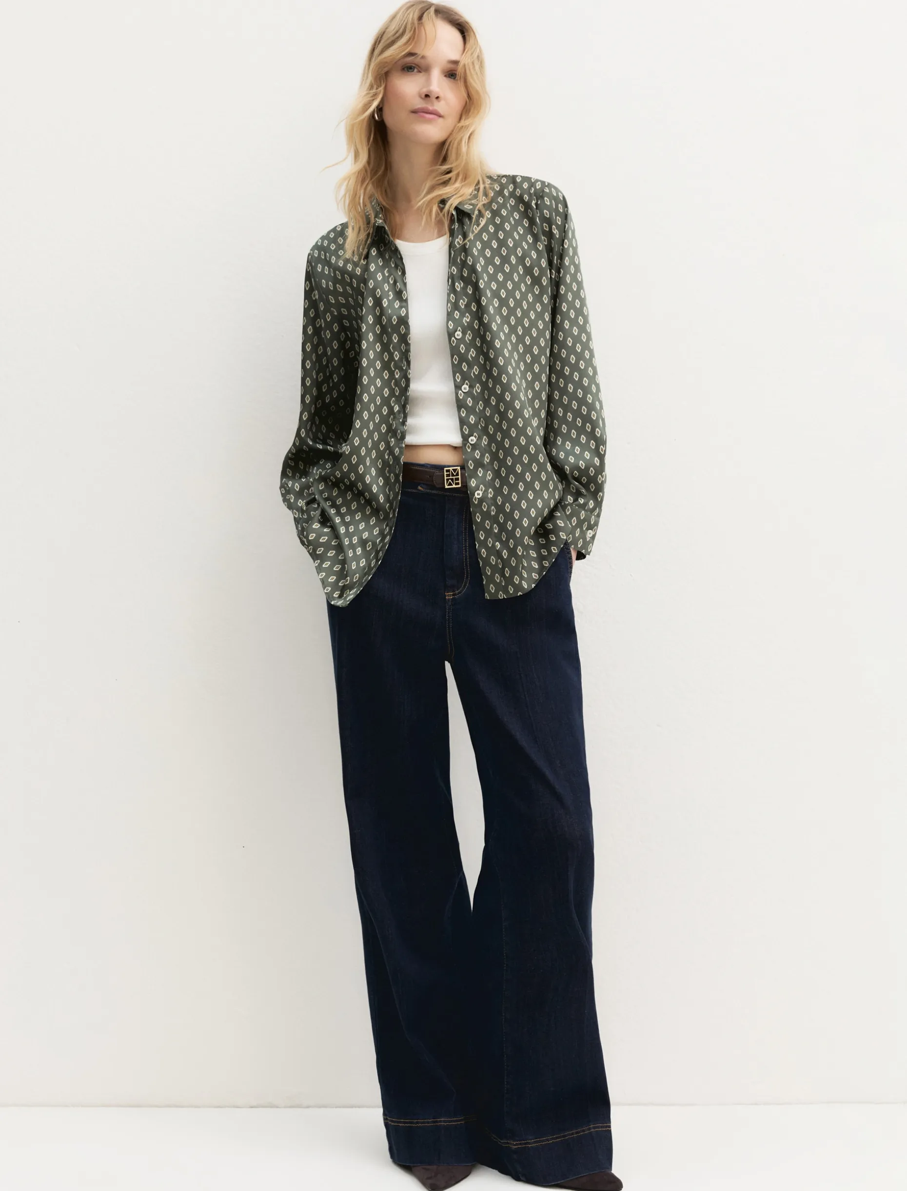 Camicia in twill stampato - SALVIA