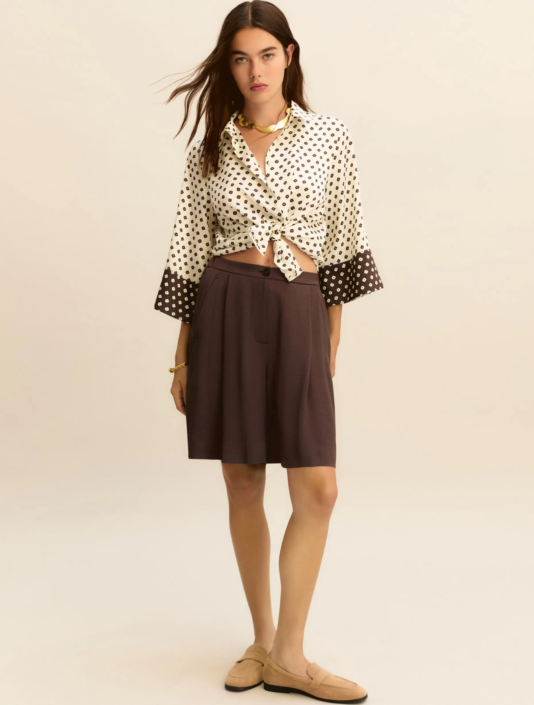 Camicia in twill stampato - BIANCO LANA