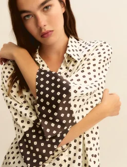 Camicia in twill stampato - BIANCO LANA