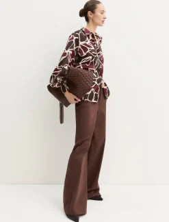 Camicia in twill stampato - MARRONE