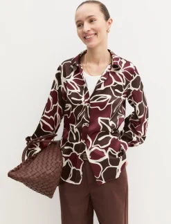 Camicia in twill stampato - MARRONE