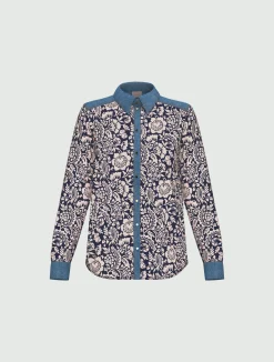Camicia in viscosa stampata - BLU