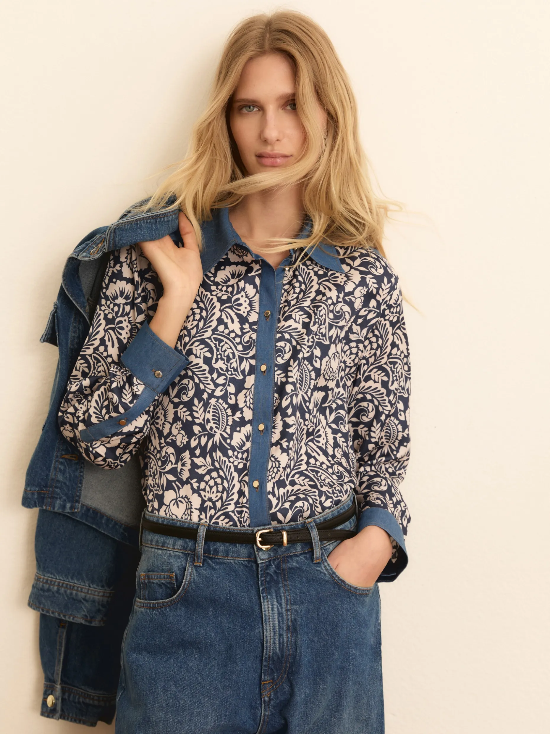 Camicia in viscosa stampata - BLU