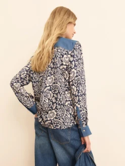 Camicia in viscosa stampata - BLU