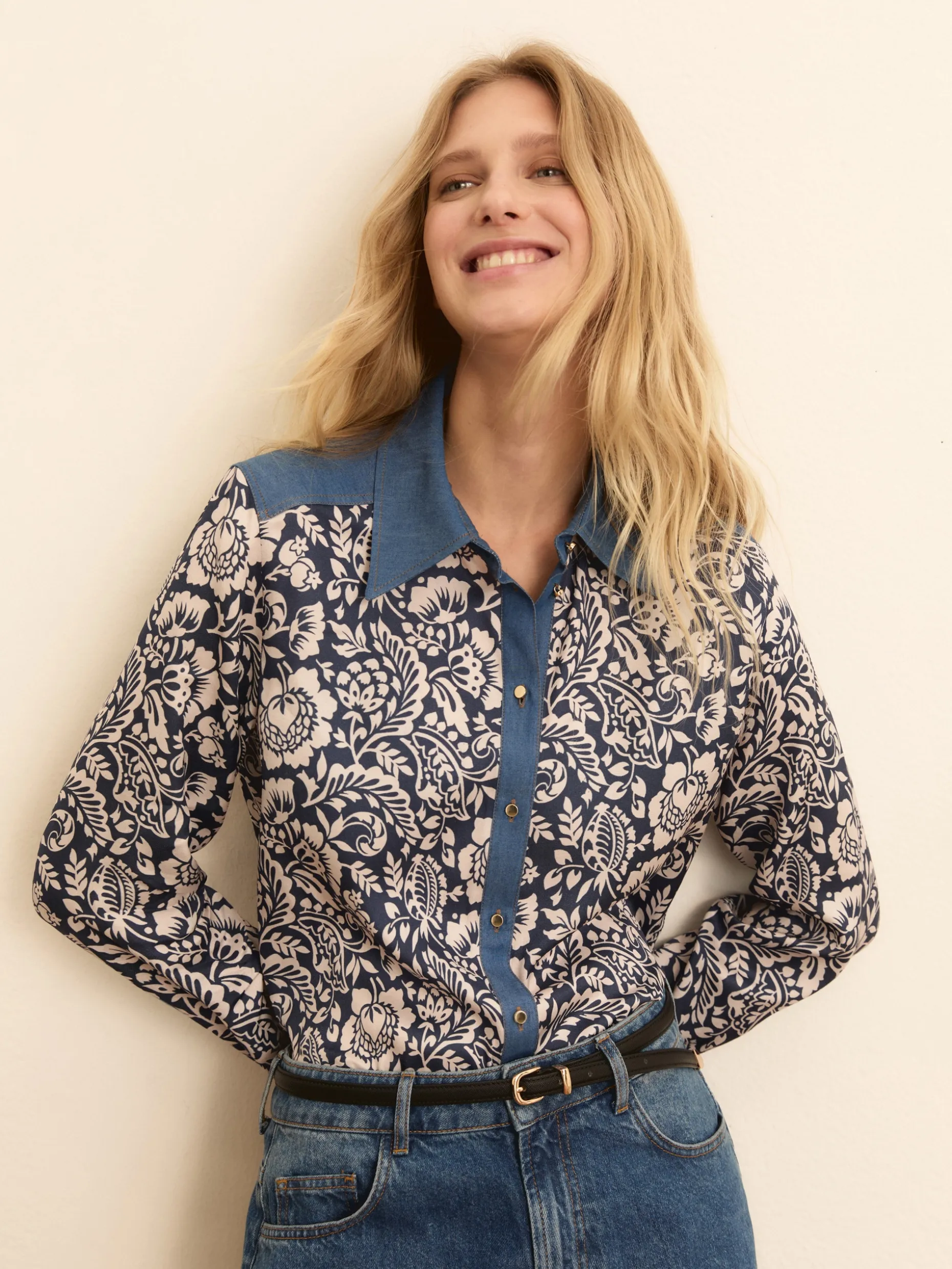Camicia in viscosa stampata - BLU