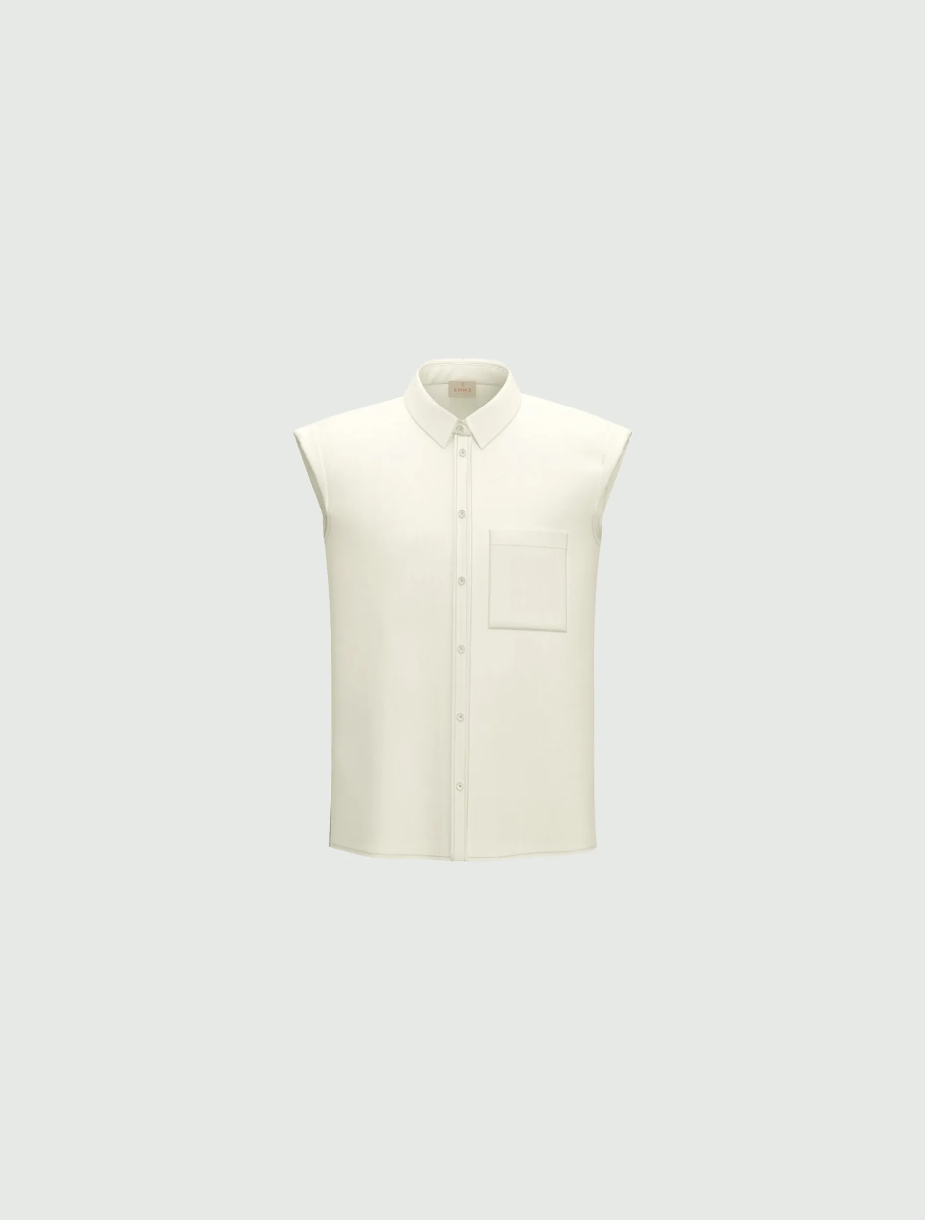 Camicia smanicata in popeline - BIANCO