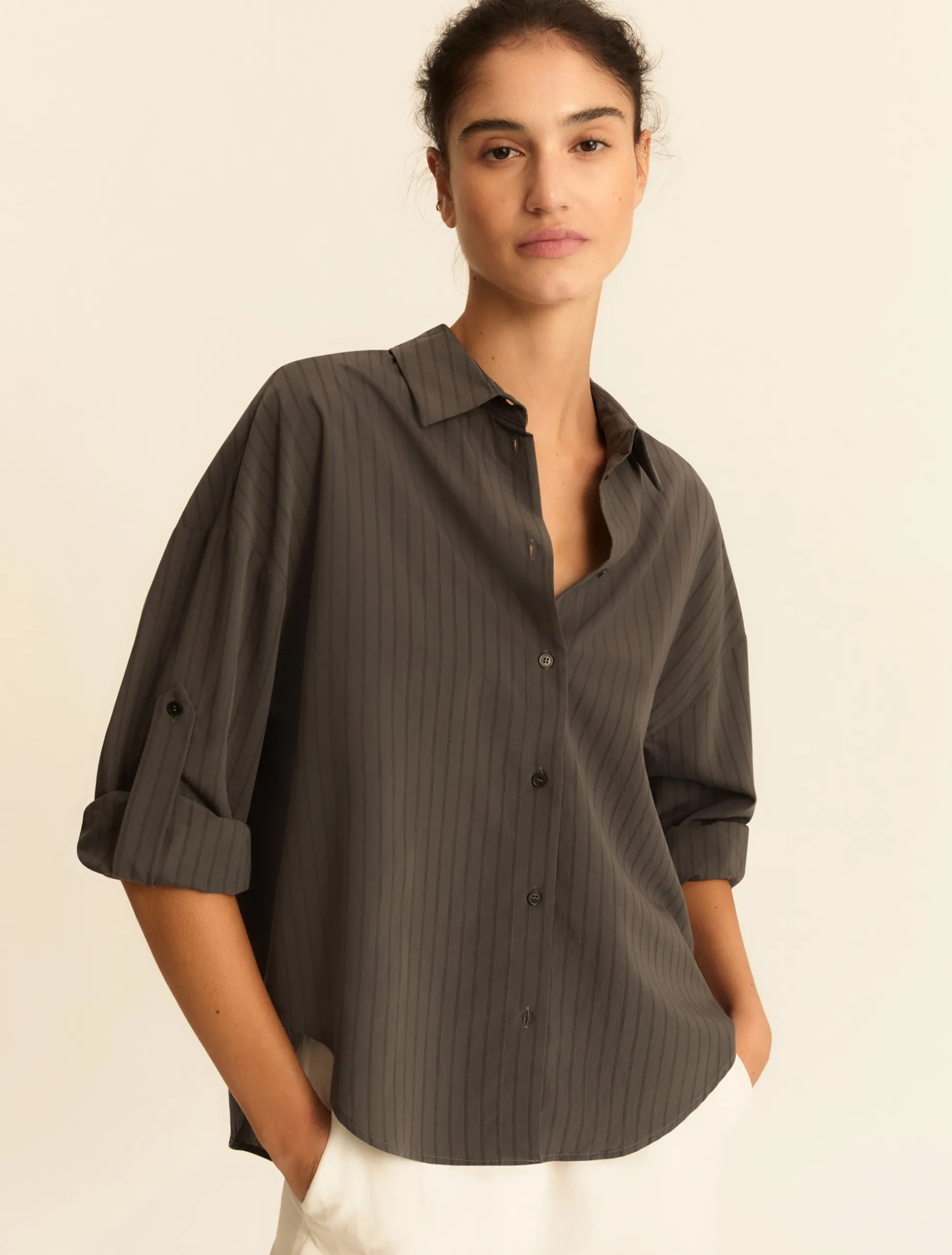 Camicia in misto viscosa - GRIGIO VERDE