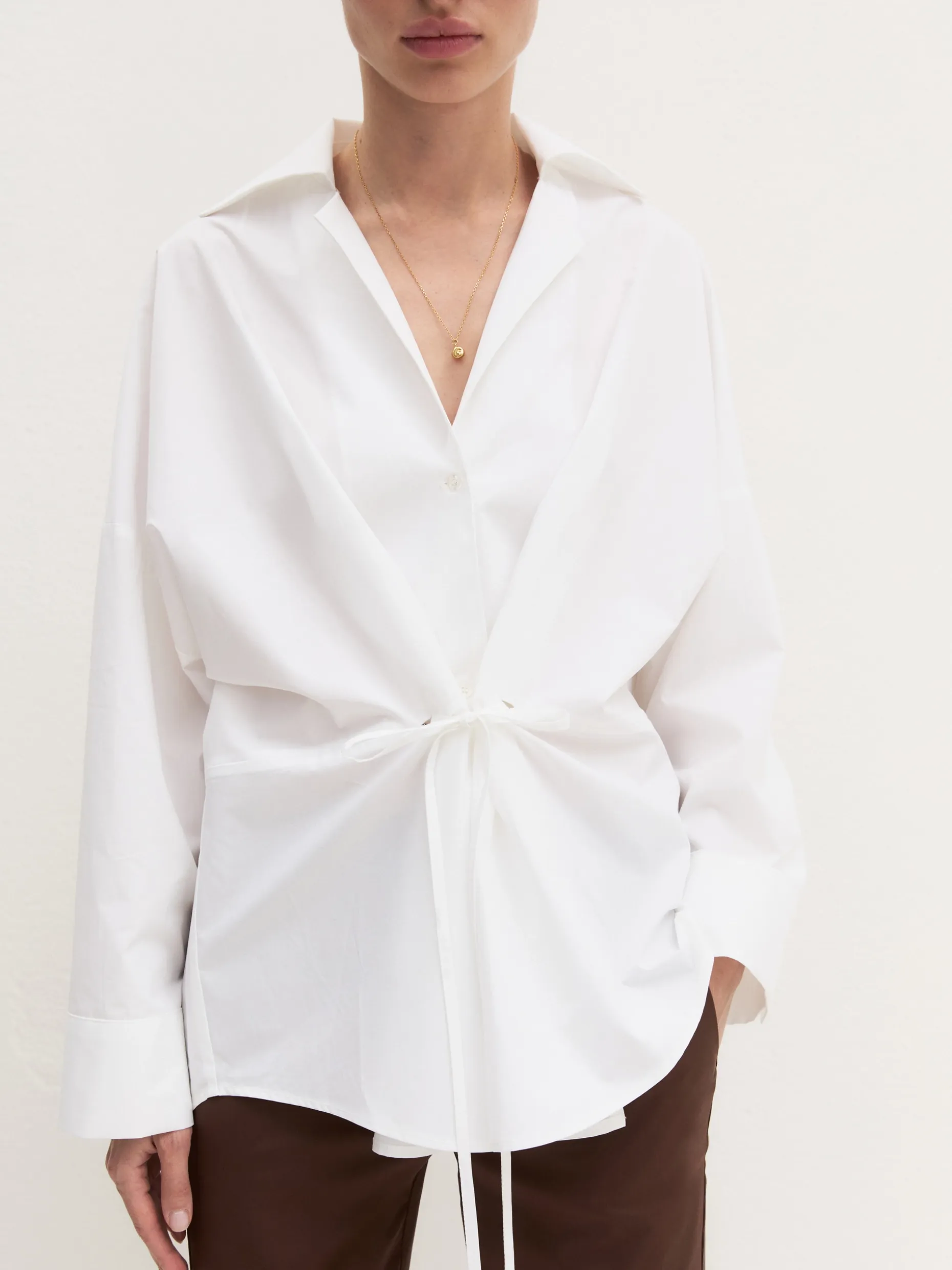 Camicia over con nastro - BIANCO