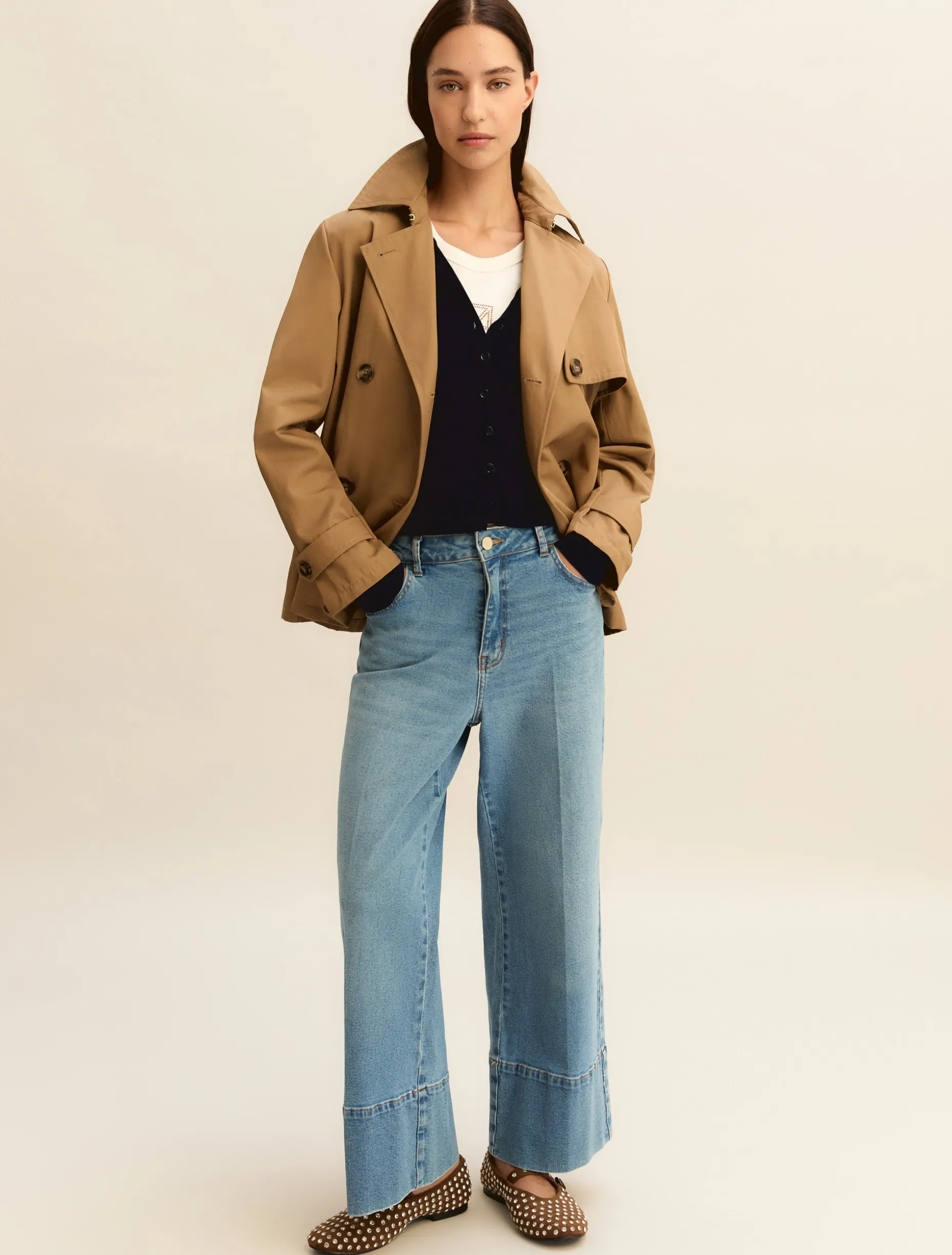 Cardigan corto in viscosa stretch - BLU