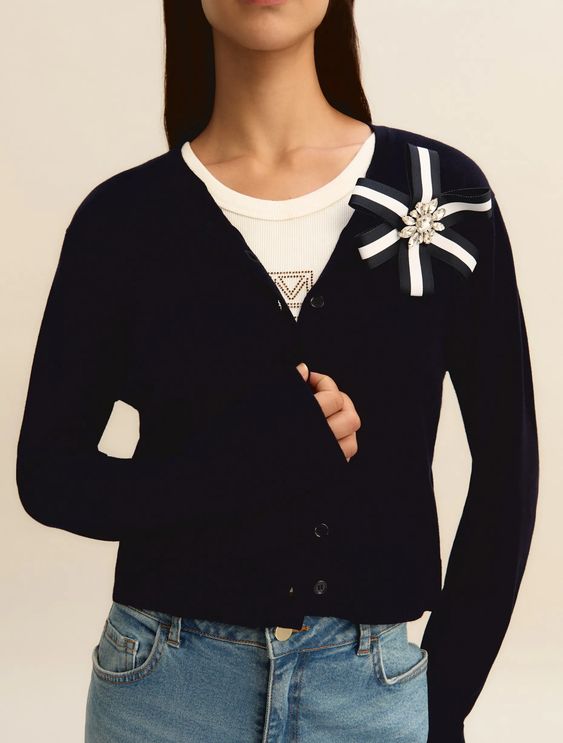 Cardigan corto in viscosa stretch - BLU