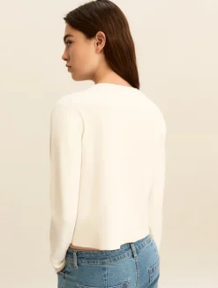 Cardigan corto in viscosa stretch - BIANCO