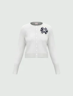 Cardigan corto in viscosa stretch - BIANCO