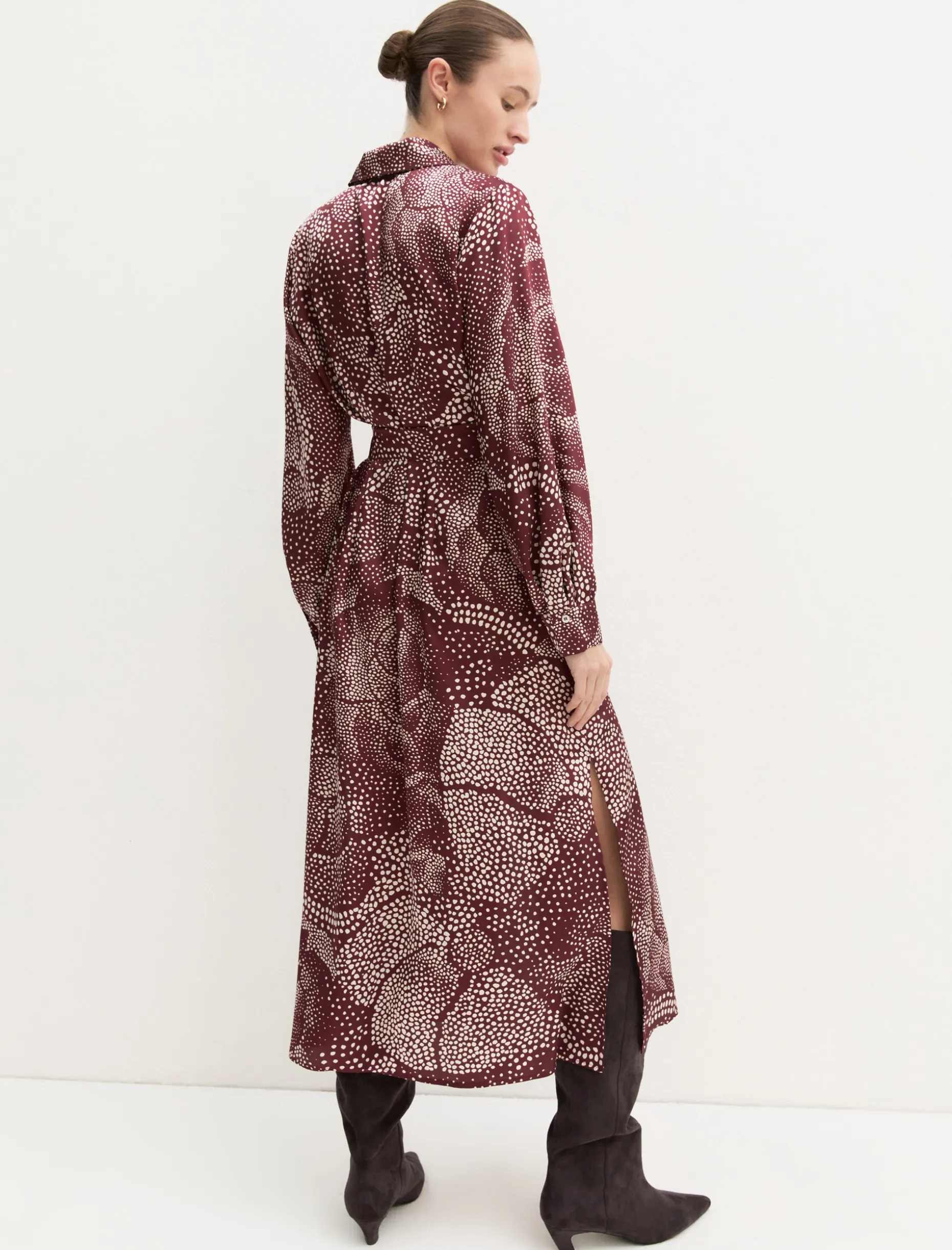 Chemisier in twill stampato - BORDEAUX