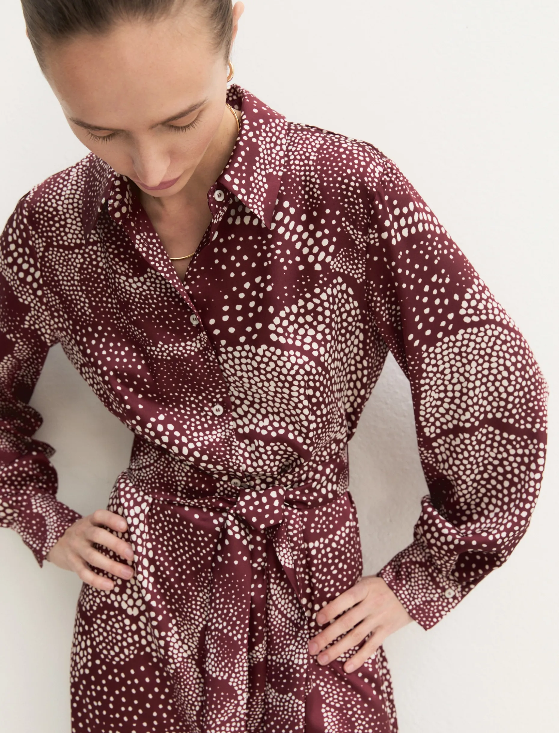 Chemisier in twill stampato - BORDEAUX