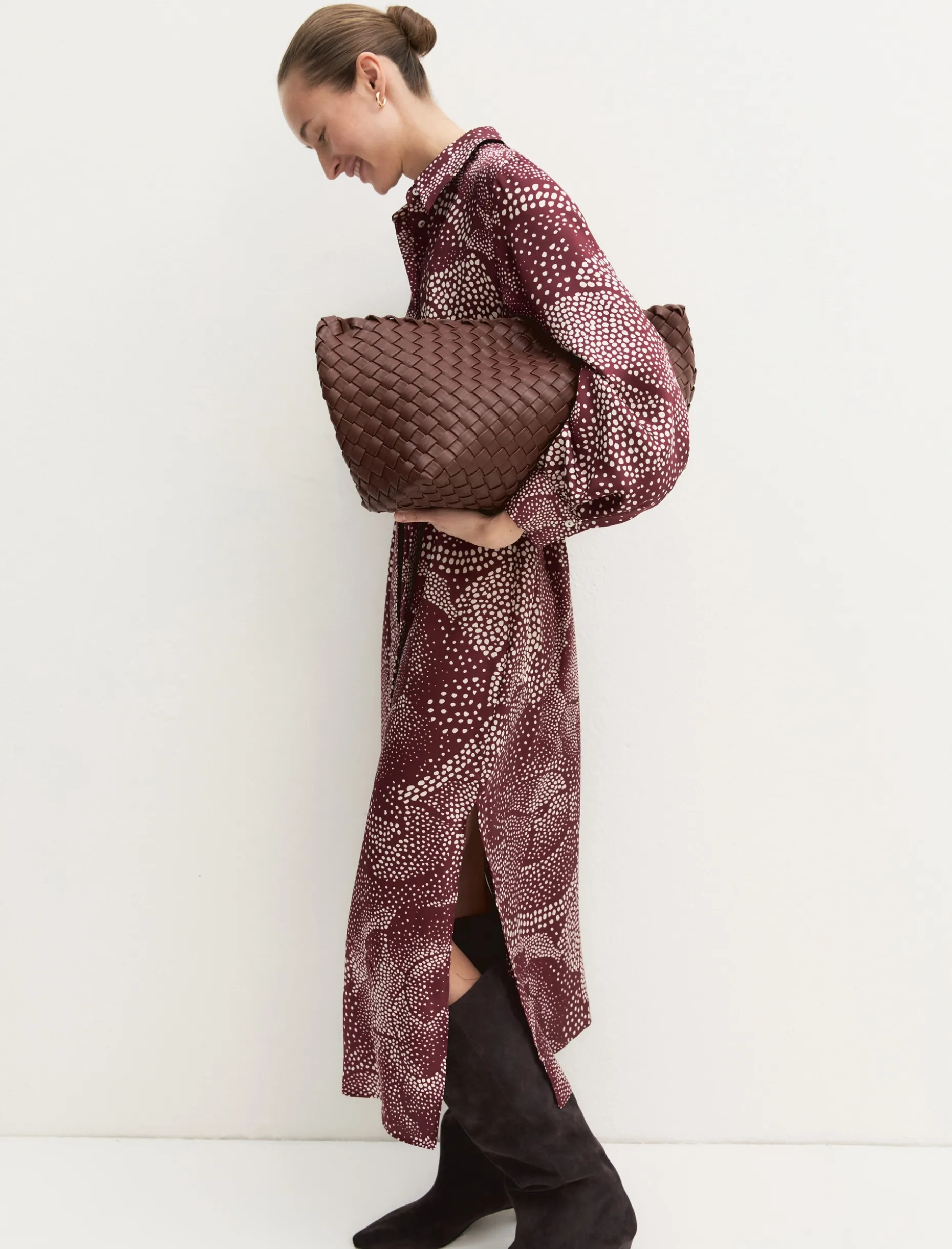 Chemisier in twill stampato - BORDEAUX