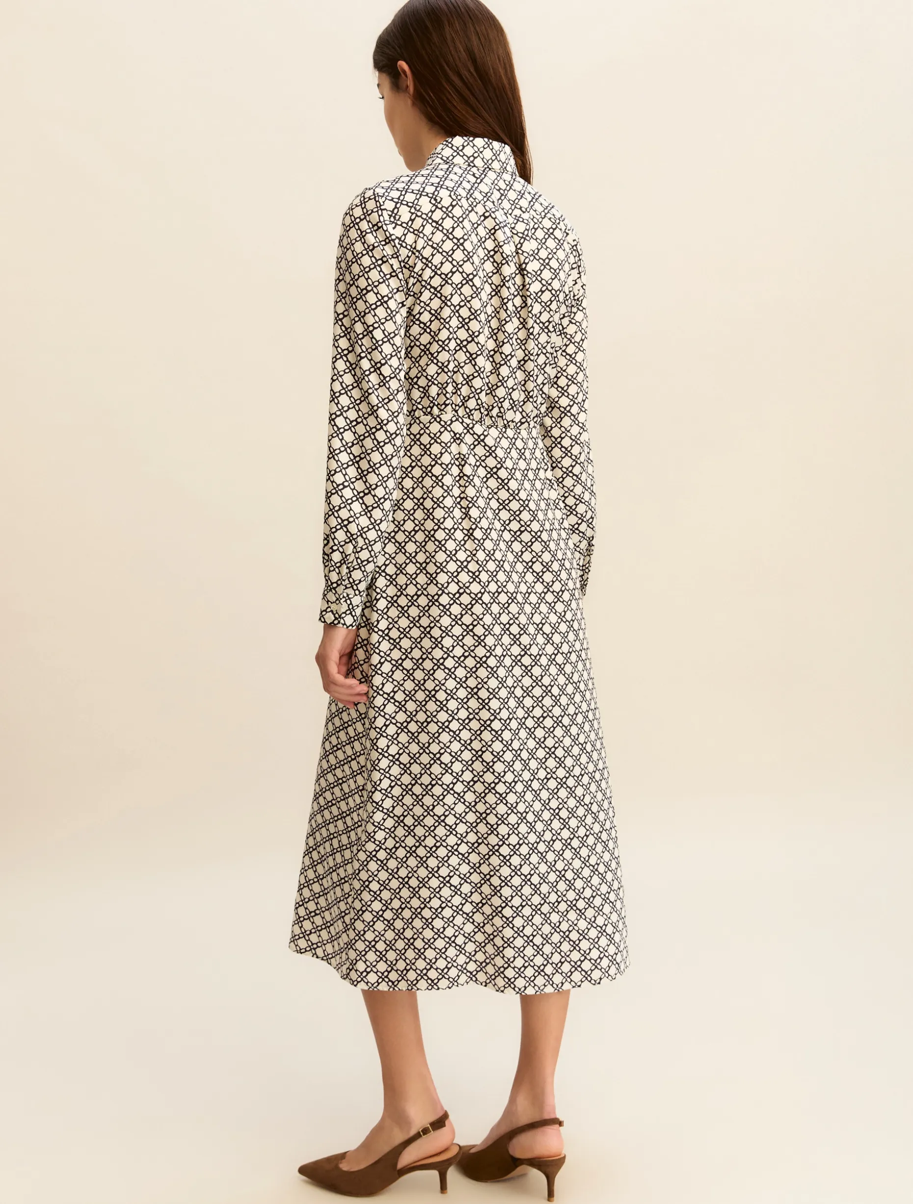 Chemisier in twill stampato - BIANCO