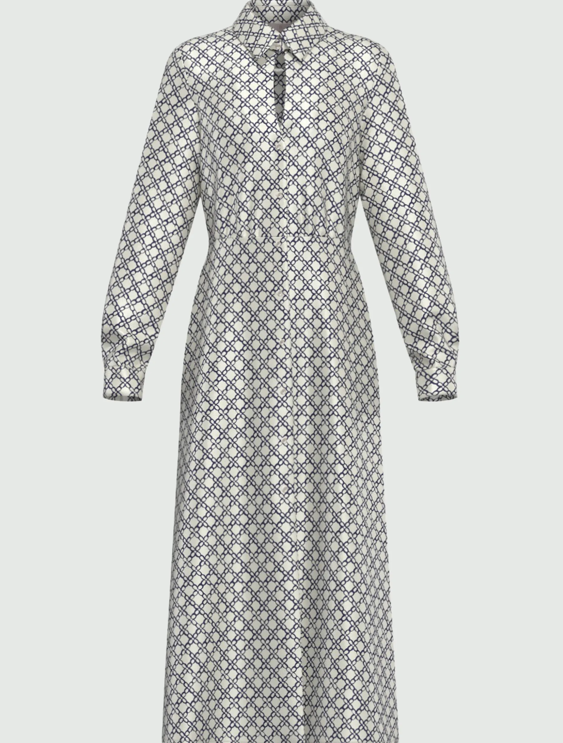 Chemisier in twill stampato - BIANCO