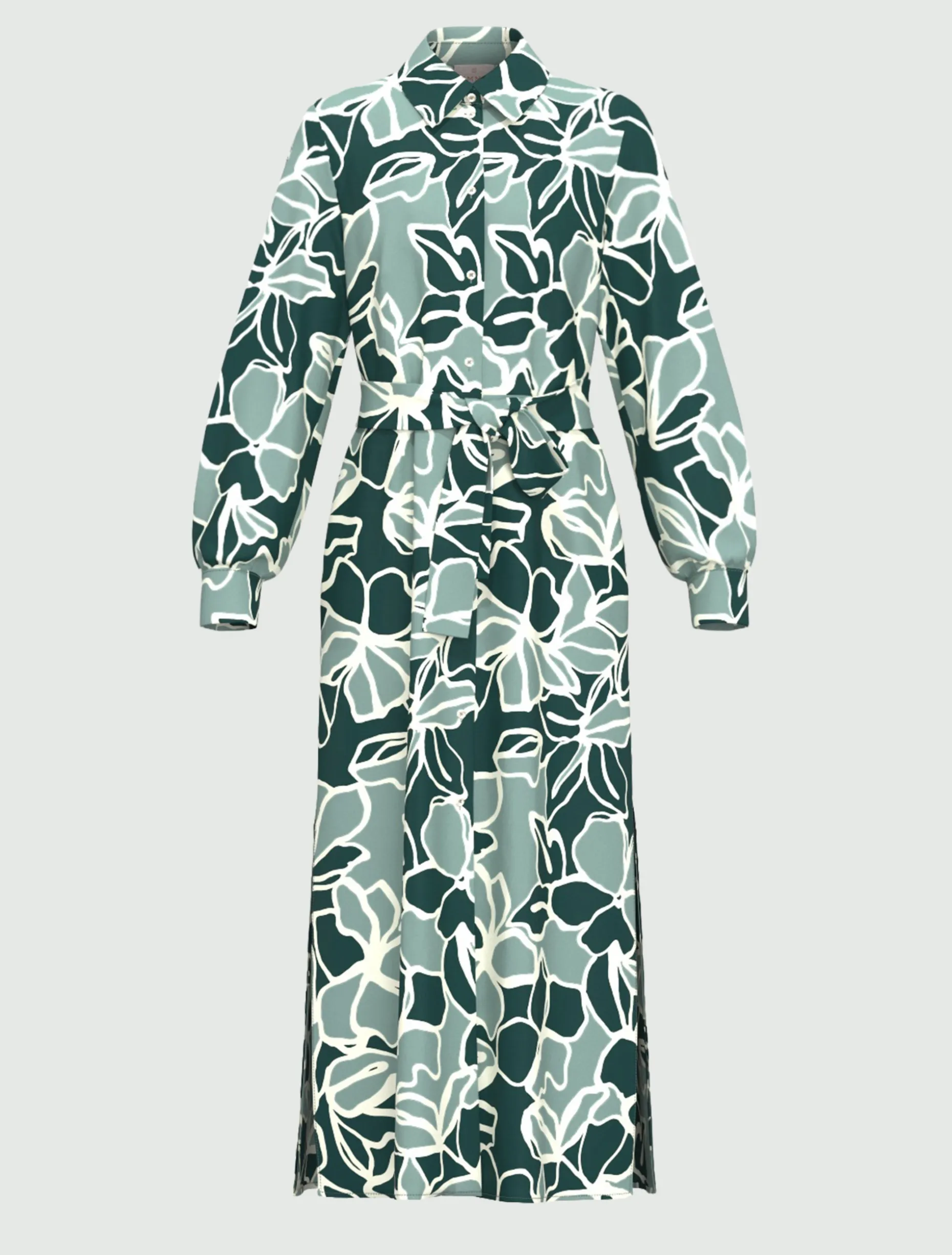 Chemisier in twill stampato - VERDE OPALE